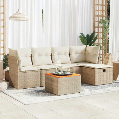 Set De Sofás De Jardín 6 Piezas Y Cojines Ratán Sintético