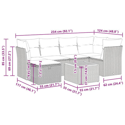 Set De Sofás De Jardín 7 Pzas Con Cojines Ratán Sintético