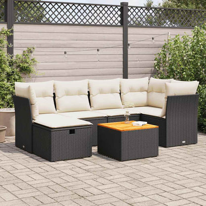 Set De Sofás De Jardín 7 Pzas Con Cojines Ratán Sintético