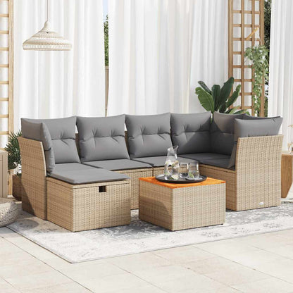 Set De Sofás De Jardín 7 Pzas Con Cojines Ratán Sintético