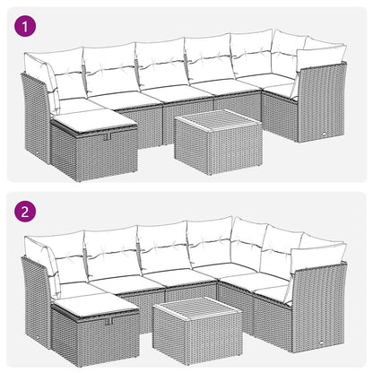 Set De Sofás De Jardín Y Cojines 8 Piezas Ratán Sintético Negro