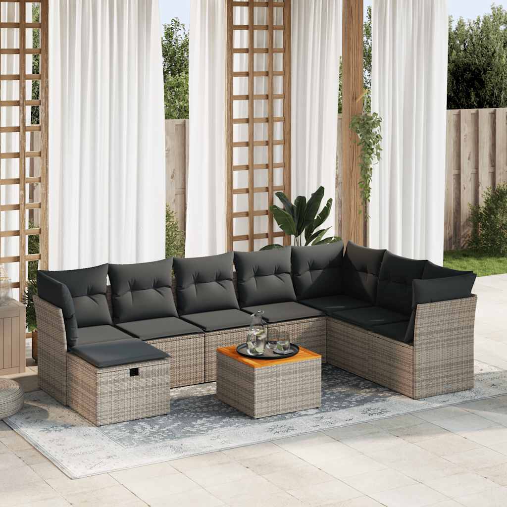 Set De Sofás De Jardín Con Cojines 9 Pzas Ratán Sintético