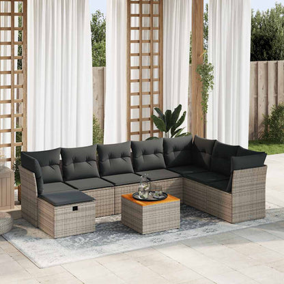 Set De Sofás De Jardín Con Cojines 9 Pzas Ratán Sintético