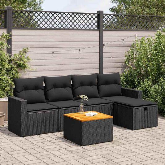 Set De Sofás De Jardín 6 Piezas Y Cojines Ratán Sintético