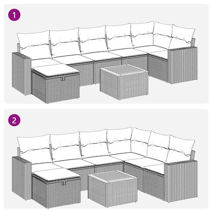 Set De Sofás De Jardín Y Cojines 8 Piezas Ratán Sintético