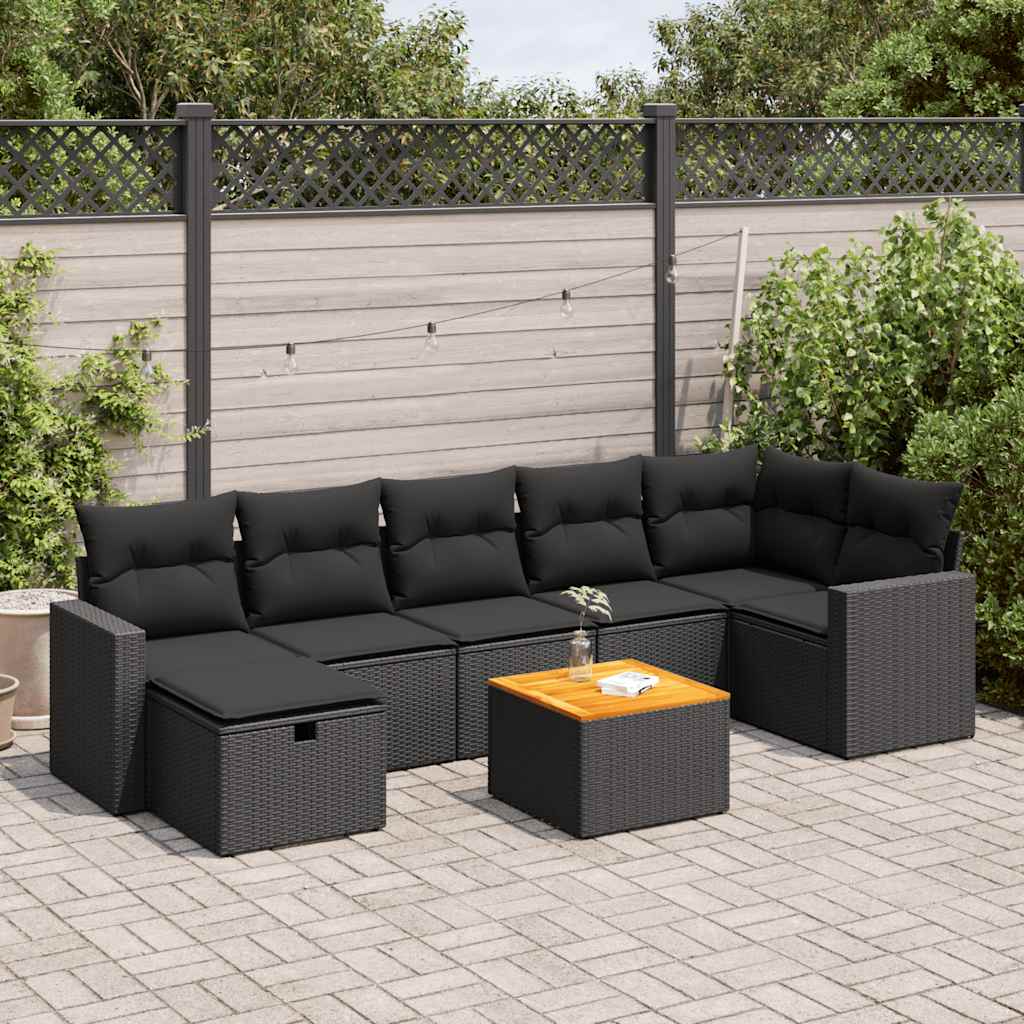 Set De Sofás De Jardín Y Cojines 8 Piezas Ratán Sintético