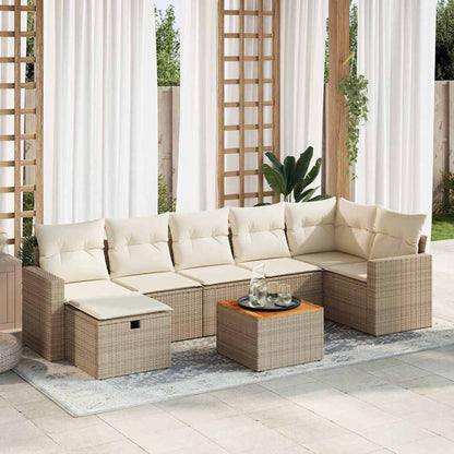 Set De Sofás De Jardín Y Cojines 8 Piezas Ratán Sintético