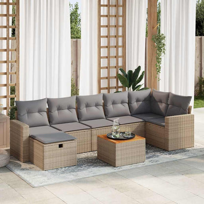 Set De Sofás De Jardín Y Cojines 8 Piezas Ratán Sintético