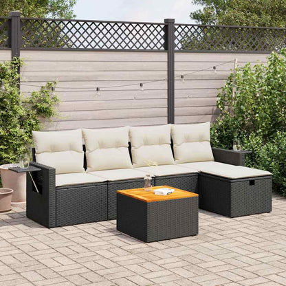 Set De Sofás De Jardín 6 Piezas Y Cojines Ratán Sintético Negro