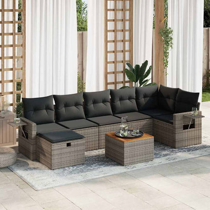 Set De Sofás De Jardín Y Cojines 8 Piezas Ratán Sintético Negro
