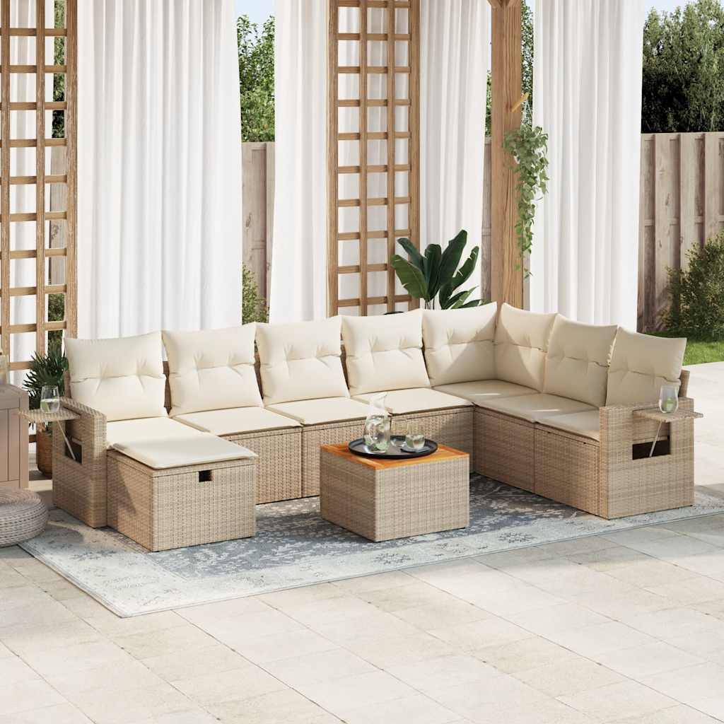 Set De Sofás De Jardín Con Cojines 9 Pzas Ratán Sintético Negro