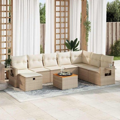 Set De Sofás De Jardín Con Cojines 9 Pzas Ratán Sintético Negro