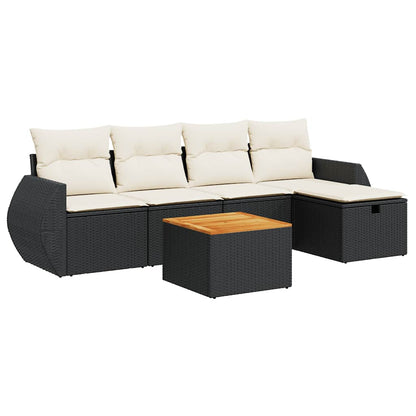 Set De Sofás De Jardín 6 Piezas Y Cojines Ratán Sintético Negro