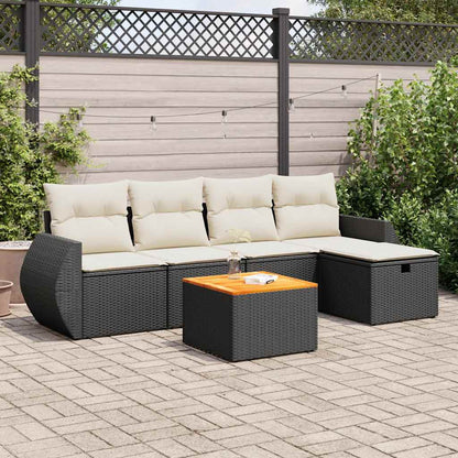 Set De Sofás De Jardín 6 Piezas Y Cojines Ratán Sintético Negro