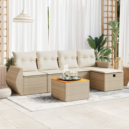 Set De Sofás De Jardín 6 Piezas Y Cojines Ratán Sintético Negro