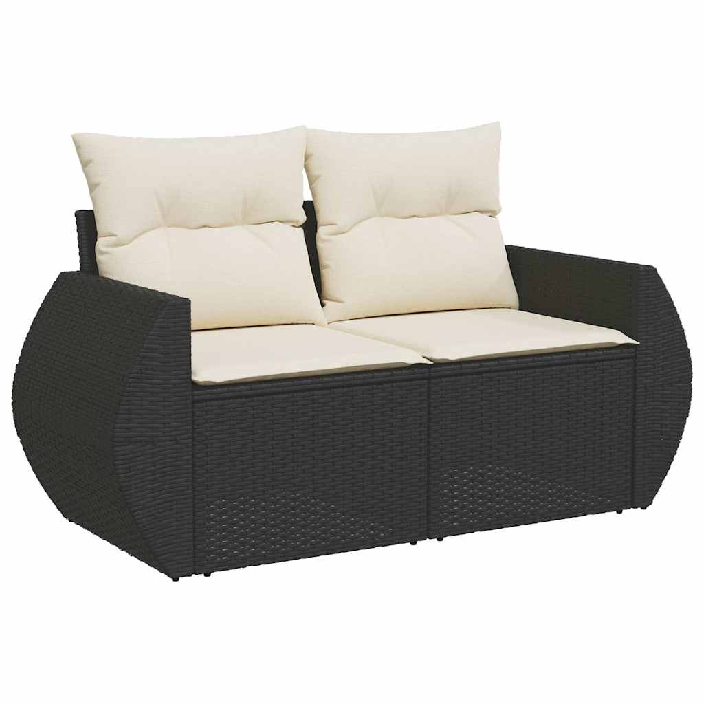 Set De Sofás De Jardín 7 Pzas Con Cojines Ratán Sintético Negro