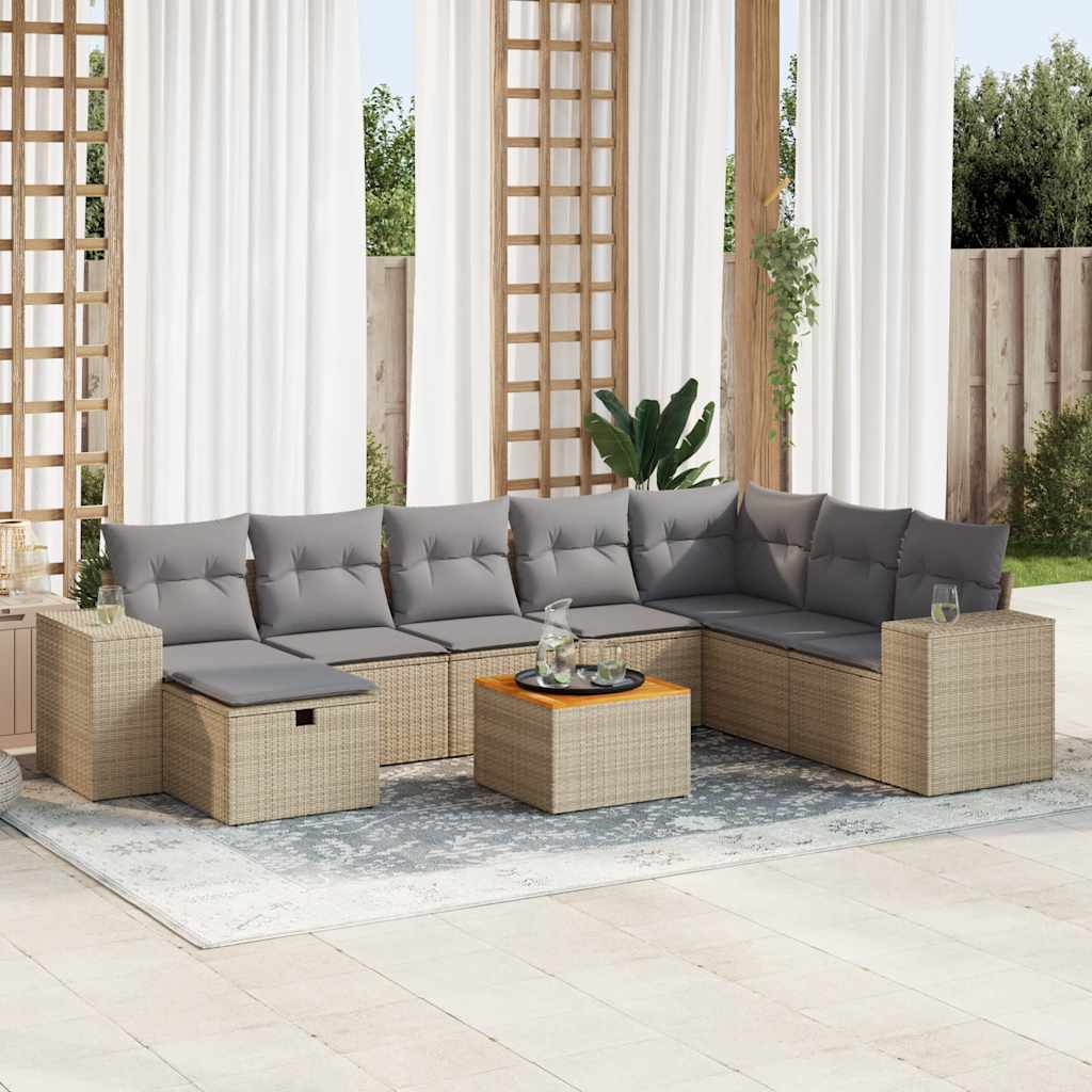 Set De Sofás De Jardín Con Cojines 9 Pzas Ratán Sintético Negro