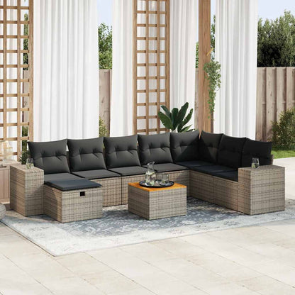 Set De Sofás De Jardín Con Cojines 9 Pzas Ratán Sintético Negro
