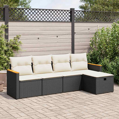 Set De Sofás De Jardín 6 Piezas Y Cojines Ratán Sintético Negro