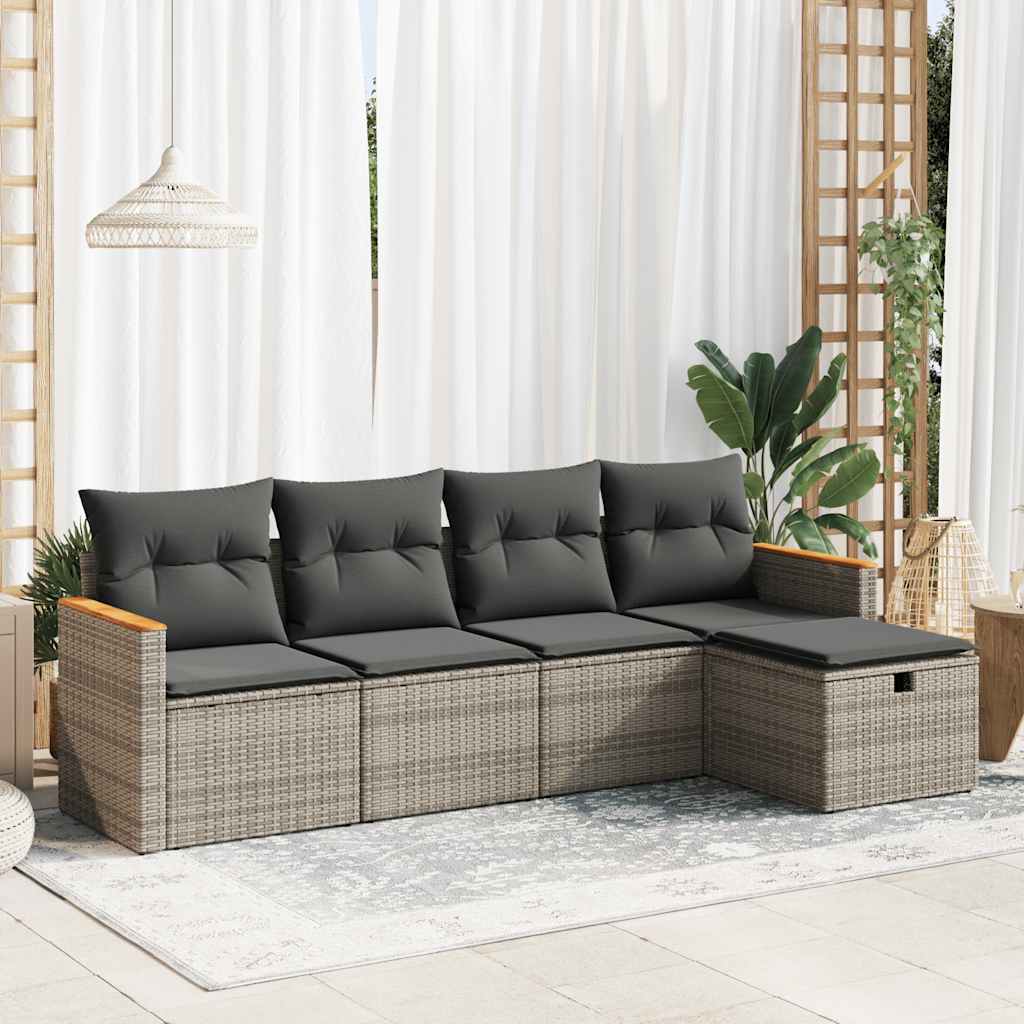 Set De Sofás De Jardín 6 Piezas Y Cojines Ratán Sintético Negro
