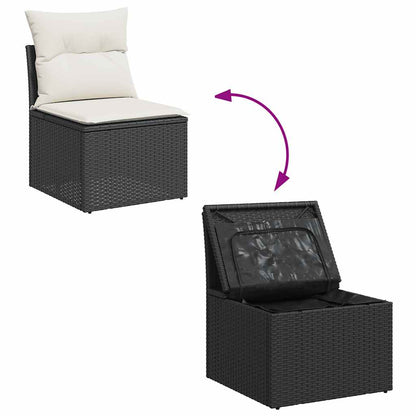 Set De Sofás De Jardín 6 Piezas Y Cojines Ratán Sintético Negro