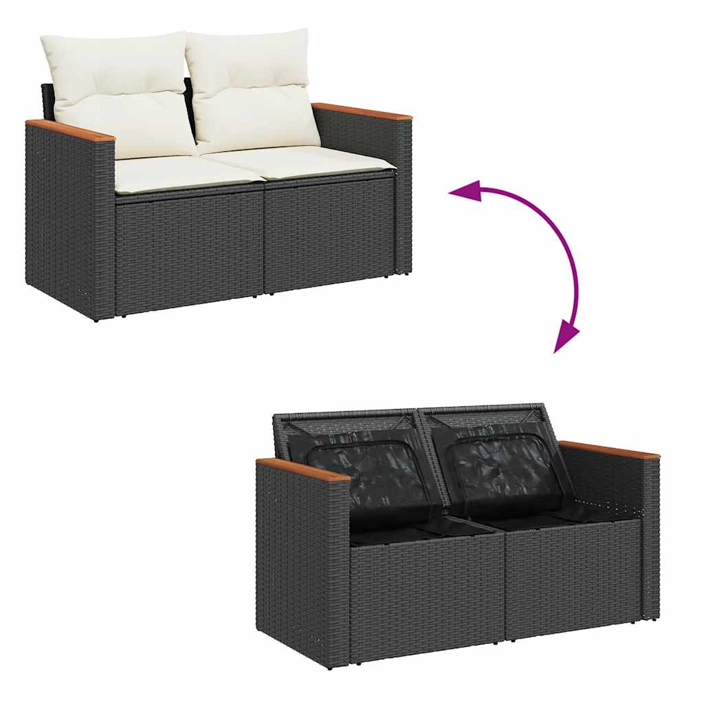 Set De Sofás De Jardín 6 Piezas Y Cojines Ratán Sintético Negro