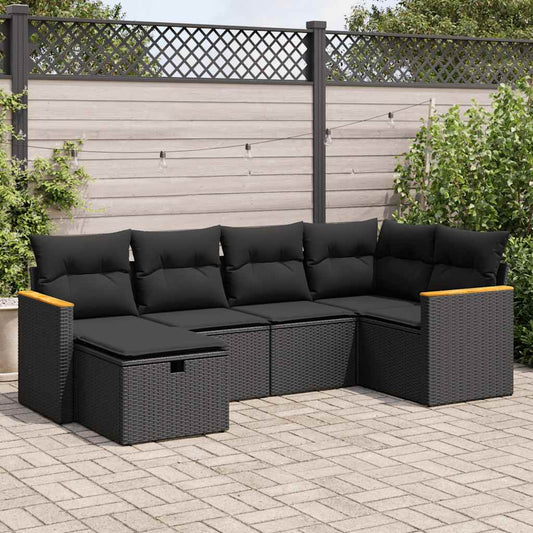 Set De Sofás De Jardín 6 Piezas Y Cojines Ratán Sintético