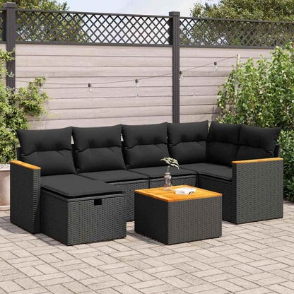 Set De Sofás De Jardín 6 Piezas Y Cojines Ratán Sintético