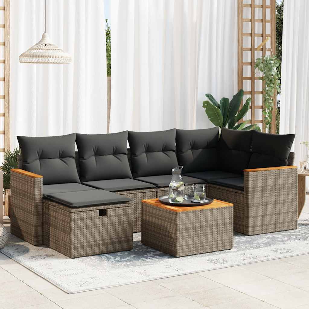 Set De Sofás De Jardín 6 Piezas Y Cojines Ratán Sintético