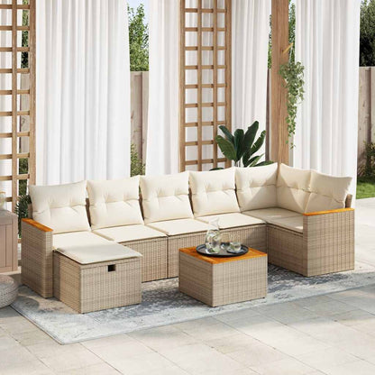 Set De Sofás De Jardín Y Cojines 8 Piezas Ratán Sintético