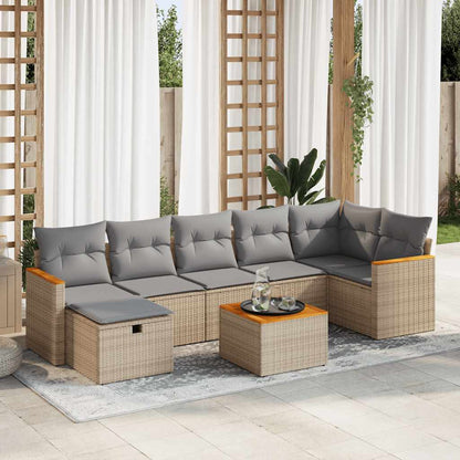 Set De Sofás De Jardín Y Cojines 8 Piezas Ratán Sintético
