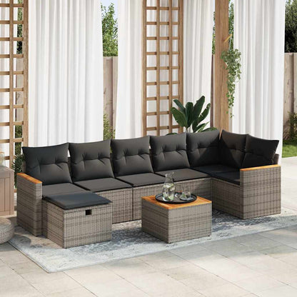 Set De Sofás De Jardín Y Cojines 8 Piezas Ratán Sintético