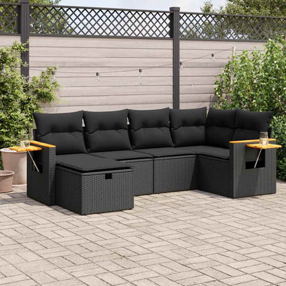 Set Sofás De Jardín 7 Piezas Y Cojines Ratán Sintético Beige