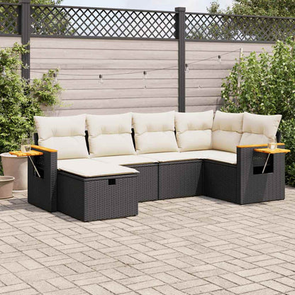 Set Sofás De Jardín 7 Piezas Y Cojines Ratán Sintético Beige