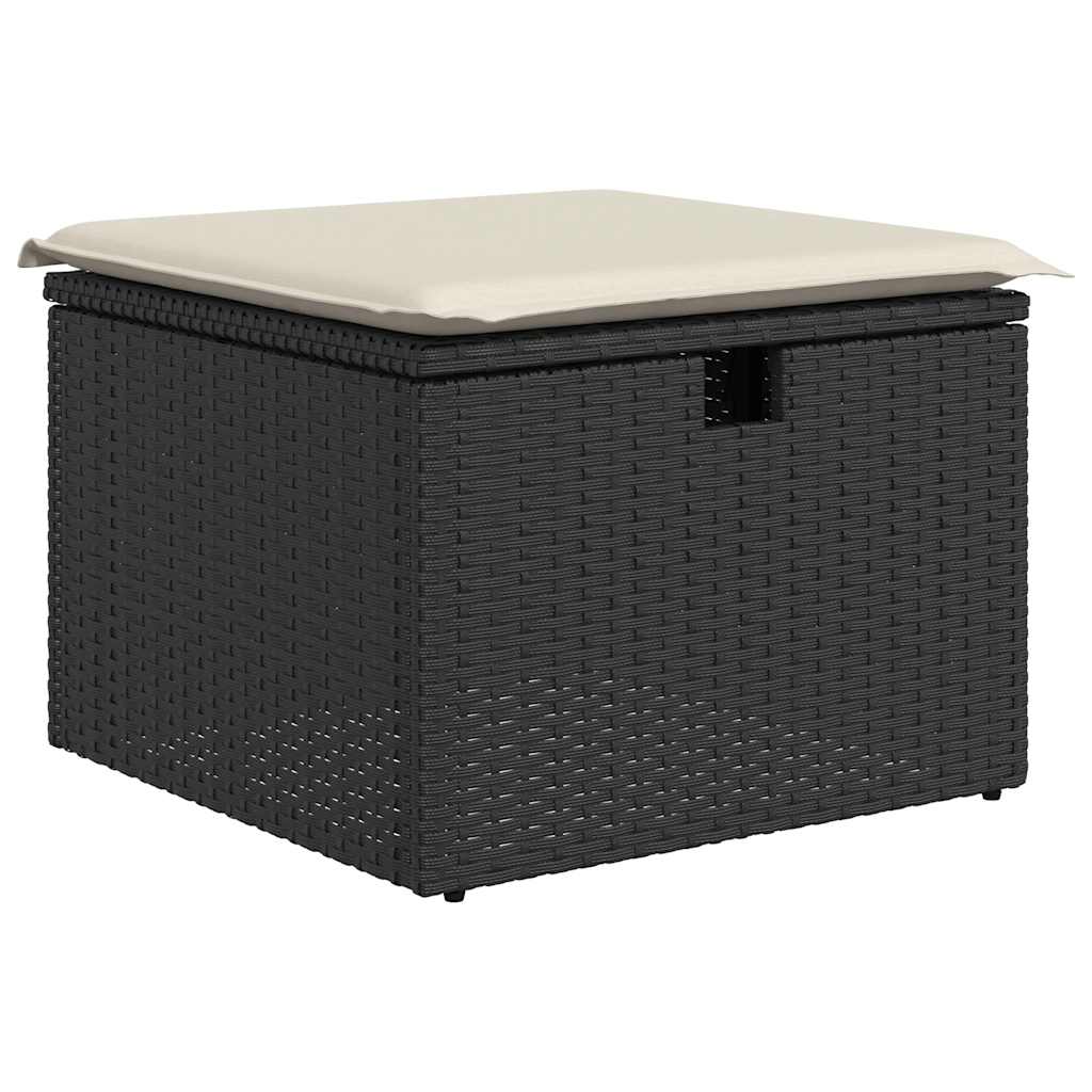 Set De Sofás De Jardín 7 Pzas Con Cojines Ratán Sintético Negro