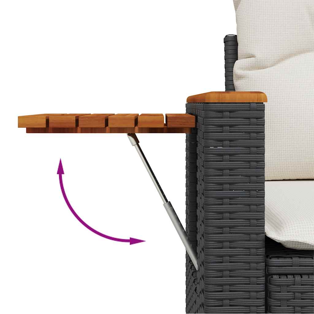 Set De Sofás De Jardín 7 Pzas Con Cojines Ratán Sintético Negro