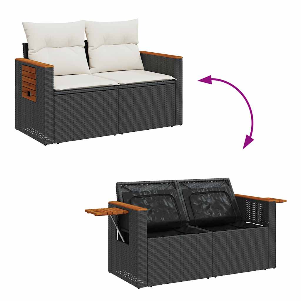 Set De Sofás De Jardín Y Cojines 8 Piezas Ratán Sintético Negro