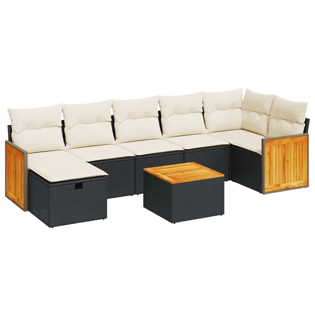 Set De Sofás De Jardín Y Cojines 8 Piezas Ratán Sintético Negro