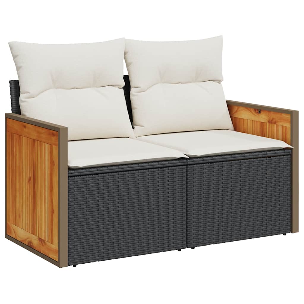 Set De Sofás De Jardín Y Cojines 8 Piezas Ratán Sintético Negro