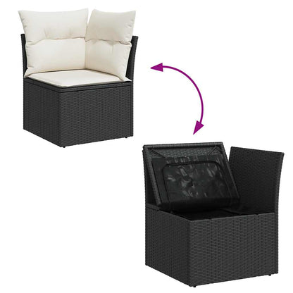 Set De Sofás De Jardín Y Cojines 8 Piezas Ratán Sintético Negro