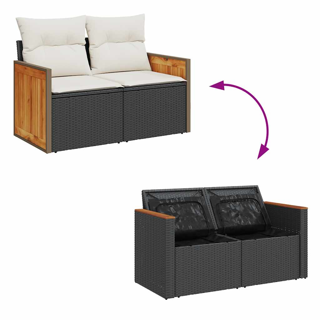 Set De Sofás De Jardín Y Cojines 8 Piezas Ratán Sintético Negro