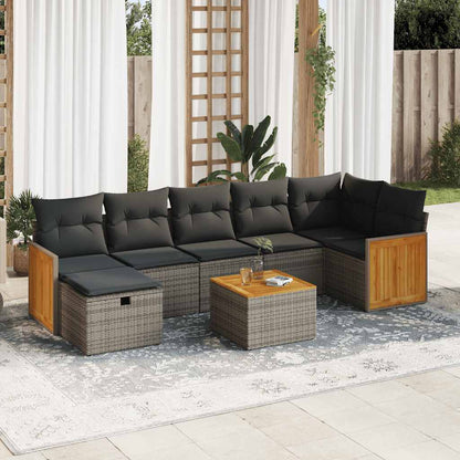 Set De Sofás De Jardín Y Cojines 8 Piezas Ratán Sintético
