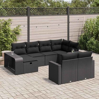 Set De Sofás De Jardín 11Pzas Con Cojines Ratán Sintético Beige