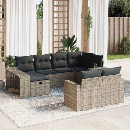 Set De Sofás De Jardín 11Pzas Con Cojines Ratán Sintético Beige