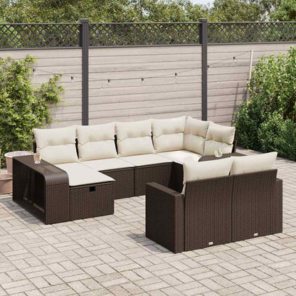 Set De Sofás De Jardín 11Pzas Con Cojines Ratán Sintético Beige