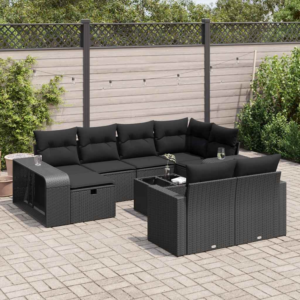 Set De Sofás De Jardín 11Pzas Con Cojines Ratán Sintético Beige