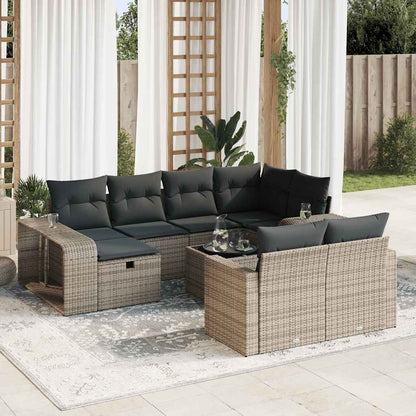 Set De Sofás De Jardín 11Pzas Con Cojines Ratán Sintético Beige