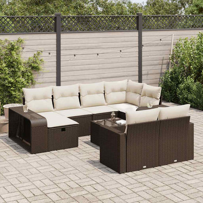 Set De Sofás De Jardín 11Pzas Con Cojines Ratán Sintético Beige