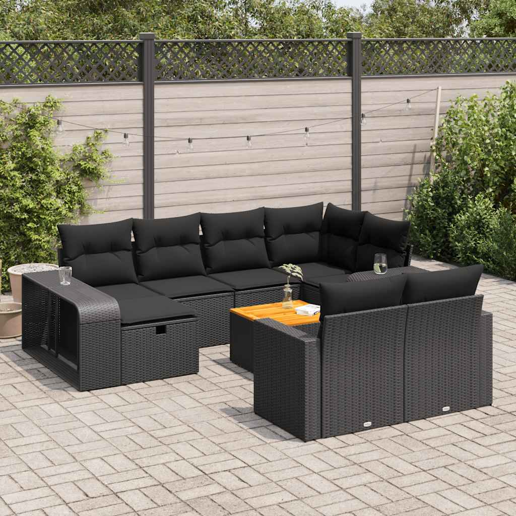 Set De Sofás De Jardín 11Pzas Con Cojines Ratán Sintético Beige