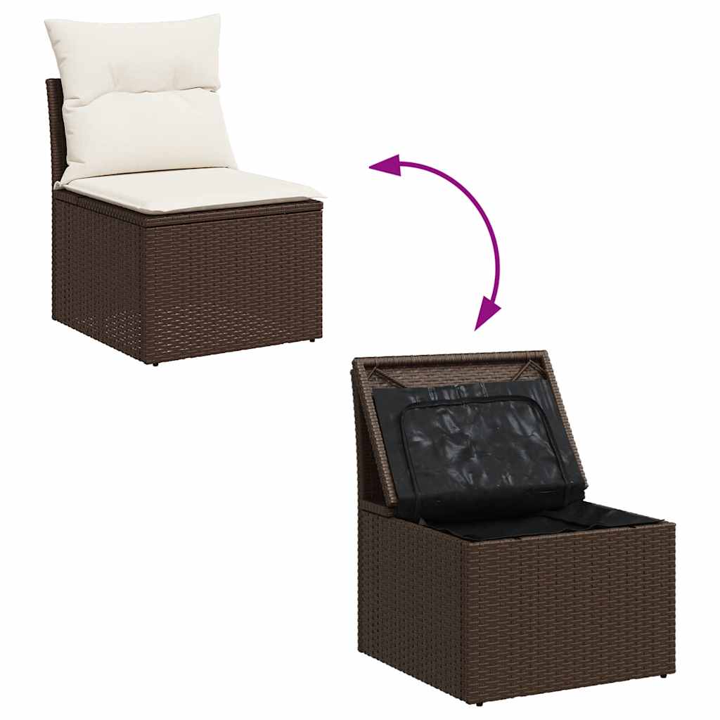 Set Sofás De Jardín 8 Piezas Y Cojines Ratán Sintético Marrón